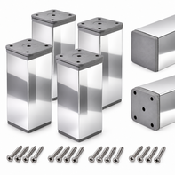 Nóżki meblowe regulowane aluminiowe 100 mm 40x40 chrom połysk stopka 4 szt.