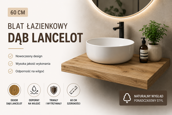 Blat łazienkowy 60 cm dąb lancelot