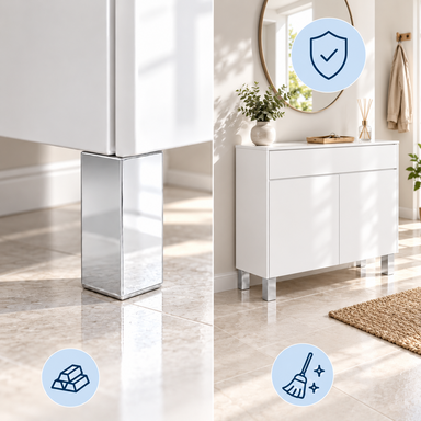 Nóżki meblowe regulowane aluminiowe 100 mm 40x40 chrom połysk stopka 4 szt.