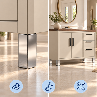 Nóżki meblowe regulowane aluminiowe 100 mm 40x40 chrom połysk stopka 4 szt.