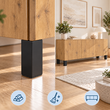 Nóżki meblowe regulowane aluminiowe 100 mm 40x40 czarny mat stopka 4 szt.
