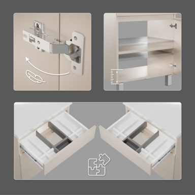 Szafka łazienkowa Ariza 60 Kaszmir Mat z Blatem Zestaw Szuflada