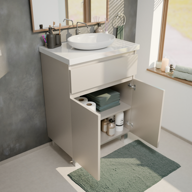 Szafka łazienkowa Ariza 60 Kaszmir Mat z Blatem Zestaw Szuflada