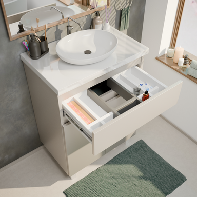 Szafka łazienkowa Ariza 60 Kaszmir Mat z Blatem Zestaw Szuflada