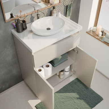 Szafka łazienkowa Ariza 60 Kaszmir Mat z Blatem Zestaw Szuflada