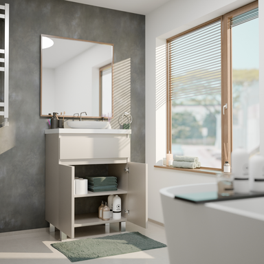 Szafka łazienkowa Ariza 60 Kaszmir Mat z Blatem Zestaw Szuflada