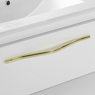Szafka łazienkowa biała z umywalką i złotym uchwytem Merida 80