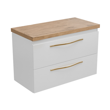 Szafka łazienkowa biały lakier z blatem dębowym Girona 80