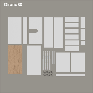 Szafka łazienkowa biały lakier z blatem dębowym Girona 80