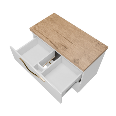 Szafka łazienkowa biały lakier z blatem dębowym Girona 80