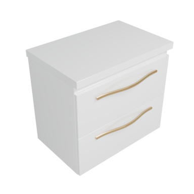 Szafka łazienkowa Girona 60 biały lakier blat biały złote uchwyty