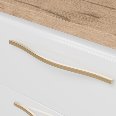 Szafka łazienkowa Girona 60 biały lakier blat dębowy złote uchwyty