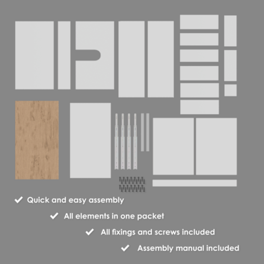 Szafka łazienkowa Girona 60 biały lakier blat dębowy złote uchwyty