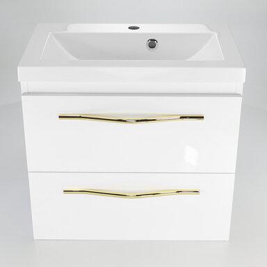 Szafka łazienkowa Girona 60 biały lakier, polska umywalka, złoty uchwyt