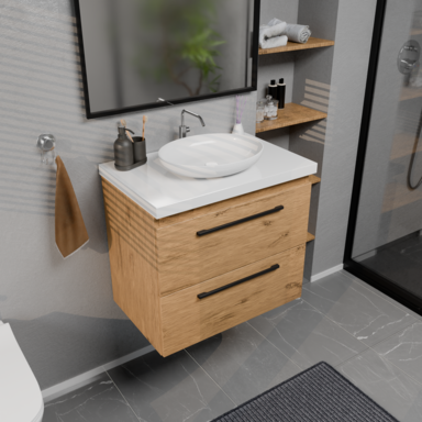 Szafka łazienkowa Girona 60 dąb lancelot, blat biały