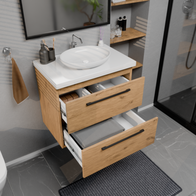 Szafka łazienkowa Girona 60 dąb lancelot, blat biały