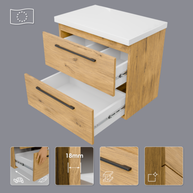 Szafka łazienkowa Girona 60 dąb lancelot, blat biały