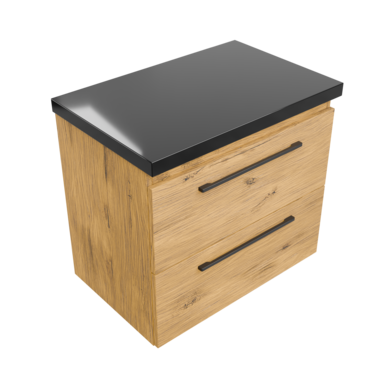 Szafka łazienkowa Girona 60 dąb lancelot, blat czarny