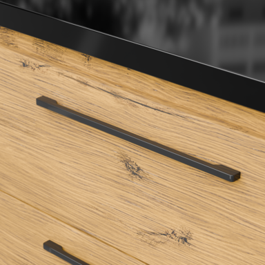 Szafka łazienkowa Girona 60 dąb lancelot, blat czarny