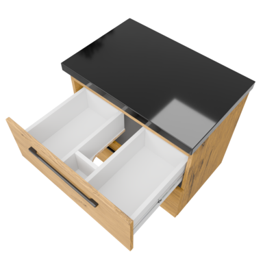 Szafka łazienkowa Girona 60 dąb lancelot, blat czarny