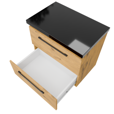 Szafka łazienkowa Girona 60 dąb lancelot, blat czarny