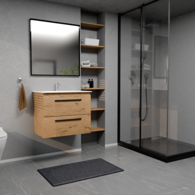 Szafka łazienkowa Girona 60 dąb lancelot, umywalka ceramiczna