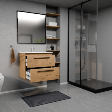 Szafka łazienkowa Girona 60 dąb lancelot, umywalka ceramiczna