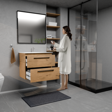 Szafka łazienkowa Girona 60 dąb lancelot, umywalka ceramiczna