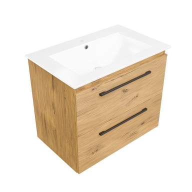 Szafka łazienkowa Girona 60 dąb lancelot, umywalka ceramiczna