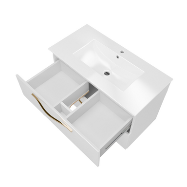 Szafka łazienkowa Girona 80 biały lakier z umywalką ceramiczną