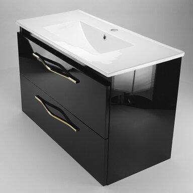 Szafka łazienkowa Girona 80 czarny lakier z umywalką 2 rodzaje do wyboru