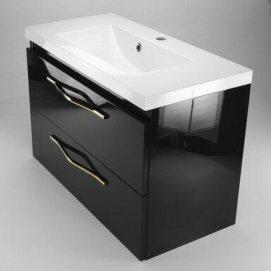Szafka łazienkowa Girona 80 czarny lakier z umywalką 2 rodzaje do wyboru