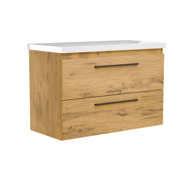 Szafka łazienkowa Girona 80 dąb lancelot z białym blatem