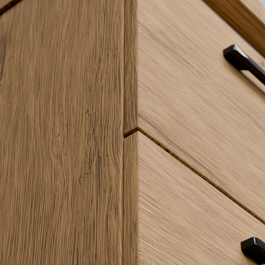 Szafka łazienkowa Girona 80 dąb lancelot z dębowym blatem czarne uchwyty