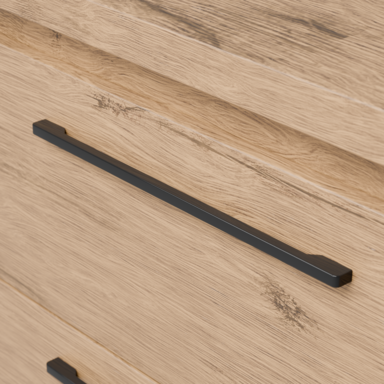 Szafka łazienkowa Girona 80 dąb lancelot z dębowym blatem czarne uchwyty