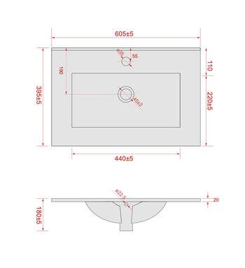 Szafka łazienkowa grafitowa z umywalką Ribera 60 kosz 3 półki