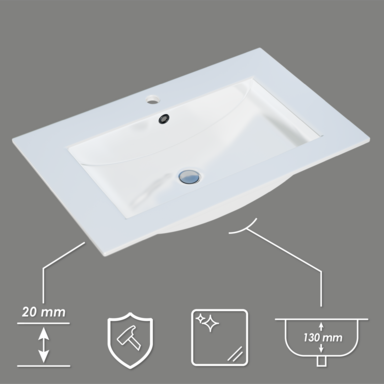 Szafka łazienkowa grafitowa z umywalką Ribera 60 kosz 3 półki
