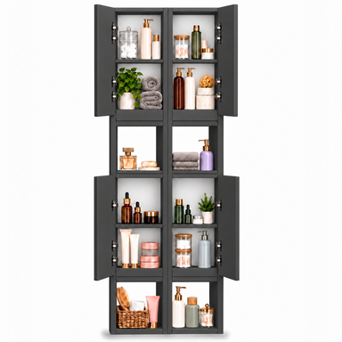 Szafka łazienkowa nad pralkę 150x56x25 Wisząca do łazienki Antracyt mat