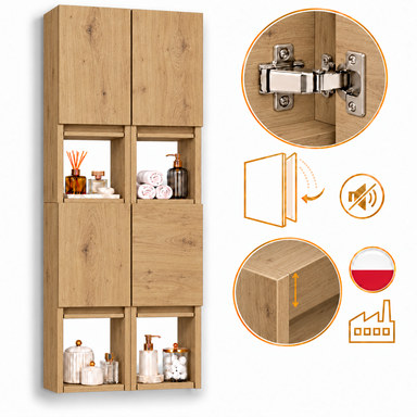 Szafka łazienkowa nad pralkę 150x56x25 Wisząca do łazienki Dąb lancelot