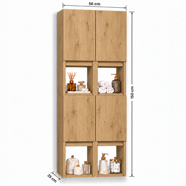 Szafka łazienkowa nad pralkę 150x56x25 Wisząca do łazienki Dąb lancelot
