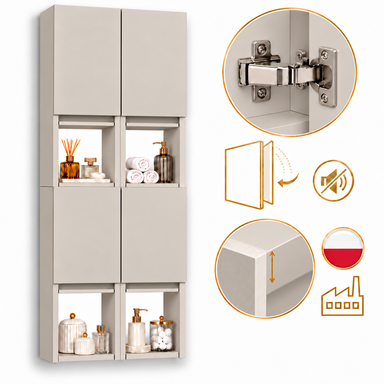 Szafka łazienkowa nad pralkę 150x56x25 Wisząca do łazienki Kaszmir mat