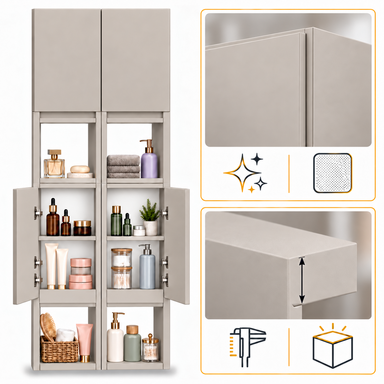 Szafka łazienkowa nad pralkę 150x56x25 Wisząca do łazienki Kaszmir mat