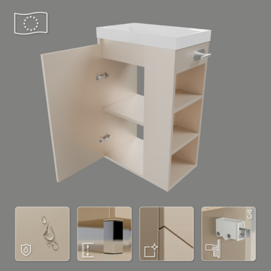 Szafka łazienkowa SEVA 46 kaszmir mat z umywalką | stojąca lub wisząca