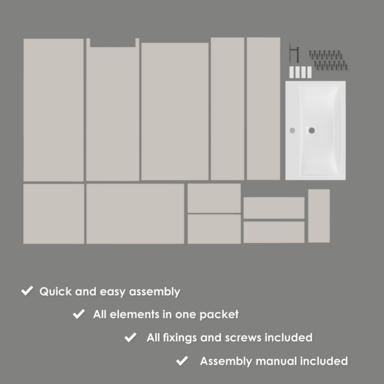 Szafka łazienkowa SEVA 46 kaszmir mat z umywalką | stojąca lub wisząca