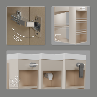 Szafka łazienkowa SEVA 46 kaszmir mat z umywalką | stojąca lub wisząca