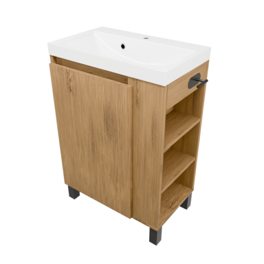Szafka łazienkowa SEVA 57 dąb Lancelot z umywalką | stojąca lub wisząca