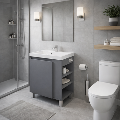 Szafka łazienkowa SEVA 57 grafit mat z umywalką | stojąca lub wisząca