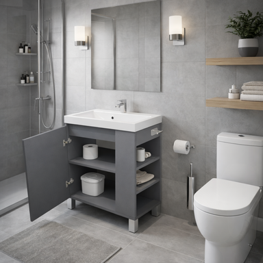 Szafka łazienkowa SEVA 57 grafit mat z umywalką | stojąca lub wisząca