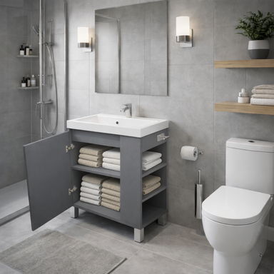 Szafka łazienkowa SEVA 57 grafit mat z umywalką | stojąca lub wisząca