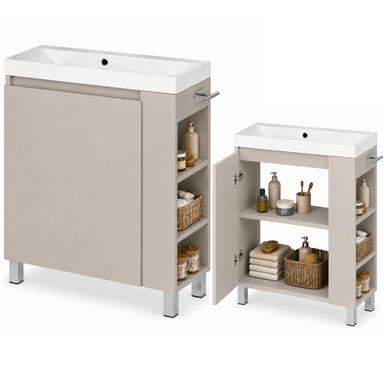 Szafka łazienkowa SEVA 57 kaszmir mat z umywalką | stojąca lub wisząca